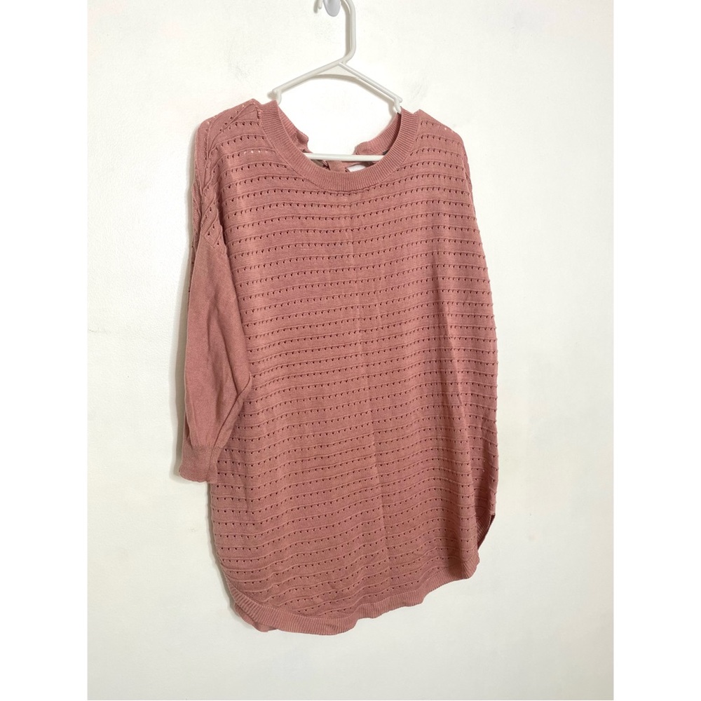 Women’s New York & Company Cozy Pink Knit Sweater W/ Back Ties